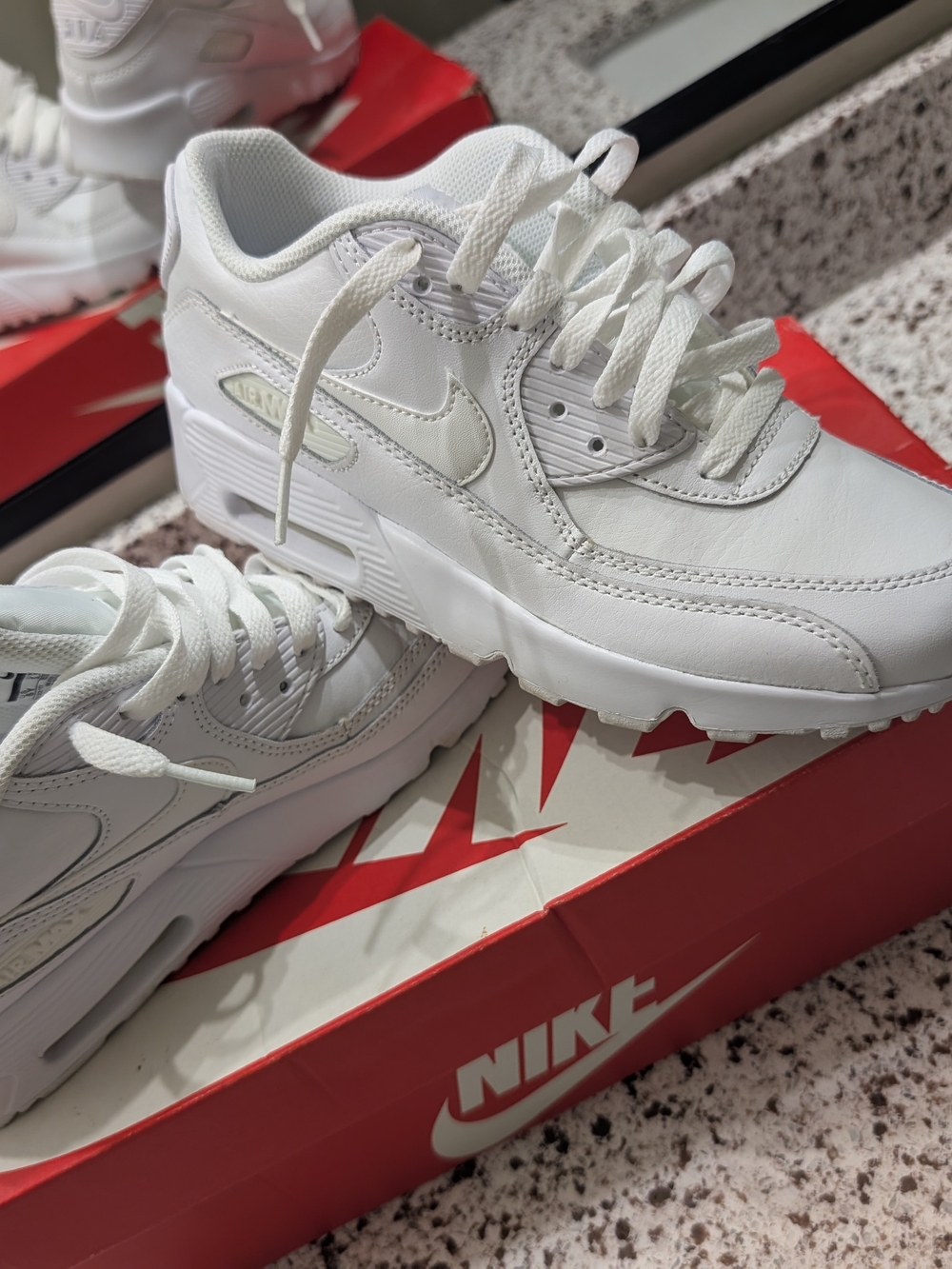 Nike White Leather Air Max Style Sneakers
